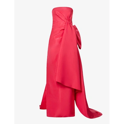 Shop Carolina Herrera Womens Azalea Bow-embellished Silk-twill Gown 8