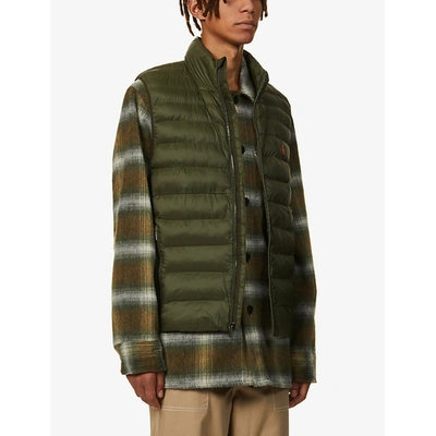 Shop Polo Ralph Lauren Mens Green Quilted-down Shell Gilet S