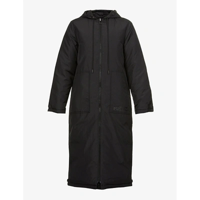 Shop Kenzo Womens Black Branded Reversible Shell Puffer Coat Xs