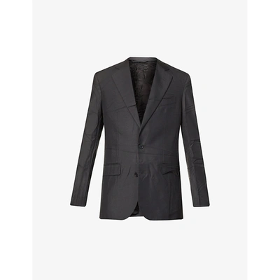 Shop Balenciaga Mens Black Creased Single-breasted Twill Blazer 34