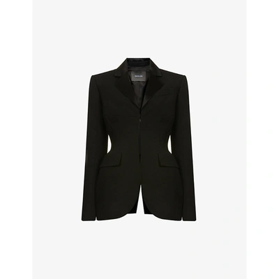 Shop Mugler Womens Black Contrast-lapels Wool Blazer 10