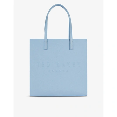 Shop Ted Baker Womens Mid-blue Icon Leather Tote Bag 1 Size