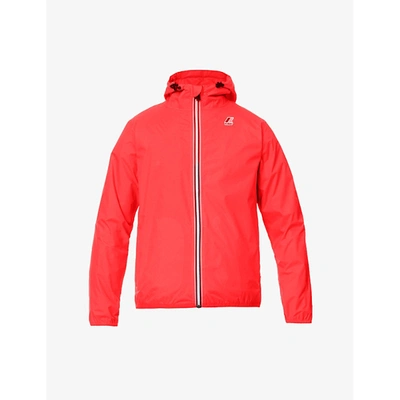 Shop K-way Mens Red Fluo Claude Shell Hooded Jacket M