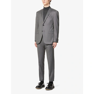 Shop Corneliani Mens Light Grey Pin-dot Single-breasted Wool Suit 40