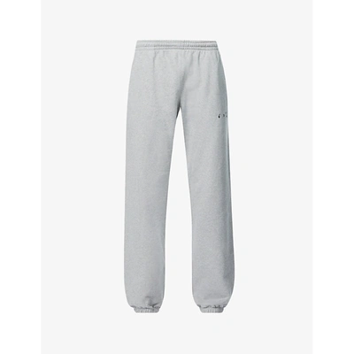 Shop Off-white Mens Melange Grey Brand-embroidered Relaxed-fit Jogging Bottoms M