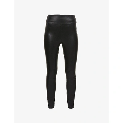 Shop Paige Womens Black Sheena High-rise Leather And Cotton Leggings 25