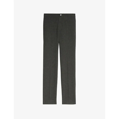 Shop Sandro Men's Charcoal Grey High-rise Stretch-jersey Trousers