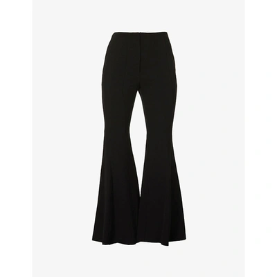 Shop Proenza Schouler Womens Black Flared High-rise Stretch-crepe Trousers 10