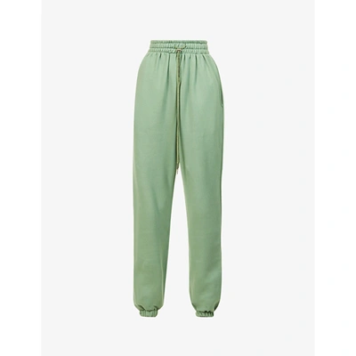 Shop The Frankie Shop Womens Mossy Green Vanessa Mid-rise Cotton-jersey Jogging Bottoms S
