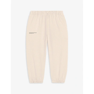Shop Pangaia Text-print Organic-cotton Jogging Bottoms 3-12 Years In Sand