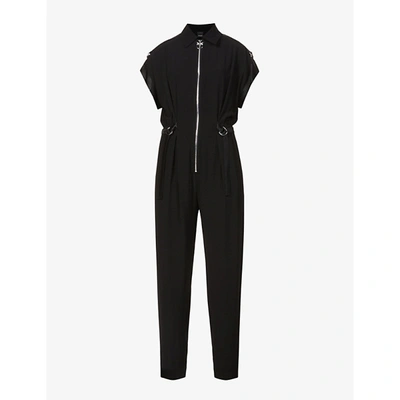 Shop Pinko Womens Black Cereale Tapered-leg Woven Jumpsuit 8
