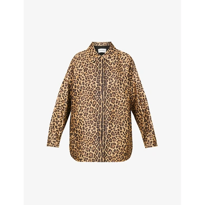 Shop Valentino Womens Animalier Leopard-print Cotton- And Silk-blend Shirt 8