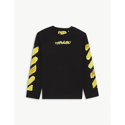 Shop Off-white Boys Black/yellow Kids Marker Graphic-print Cotton-jersey T-shirt 4-10 Years 10 Years
