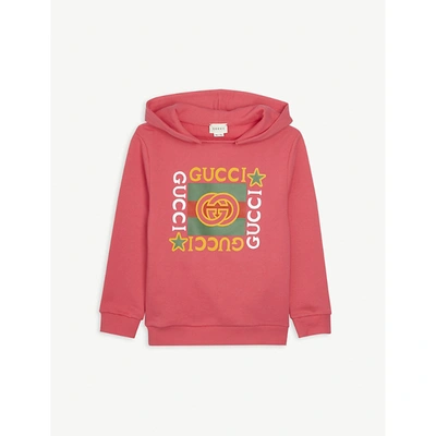 Shop Gucci Girls Hot Pink Kids Gg-insignia Cotton Hoody 4-10 Years 8 Years