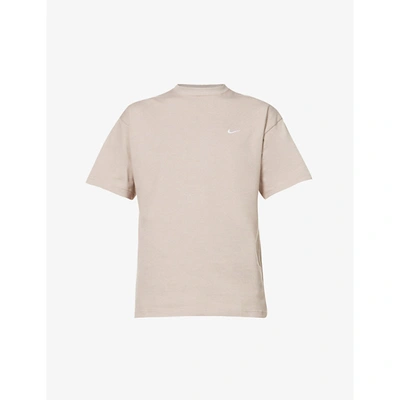 Shop Nike Mens Malt/white Lab Brand-embroidered Cotton-jersey T-shirt L