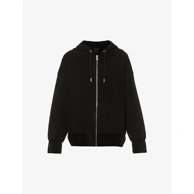 Shop Givenchy Mens Black 4g-pattern Relaxed-fit Velour Hoody S