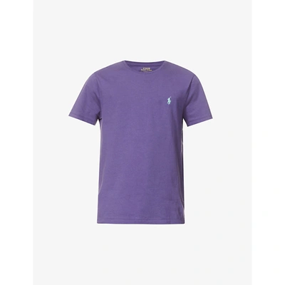 Shop Polo Ralph Lauren Logo-embroidered Cotton-jersey T-shirt In Juneberry