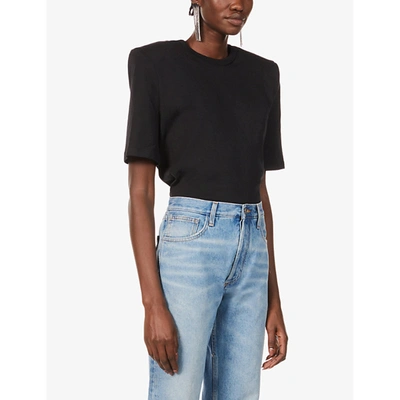 Shop Attico Womens Black Padded-shoulder Cotton T-shirt 12