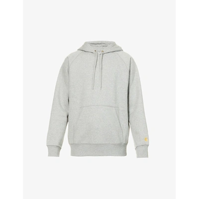 Shop Carhartt Chase Logo-embroidered Cotton-blend Hoody In Grey Heather