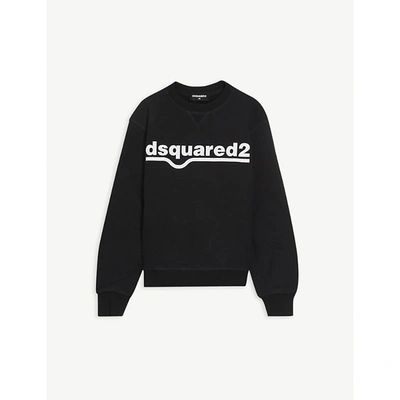 Shop Dsquared2 Boys Black Kids Logo-print Cotton Sweatshirt 4-16 Years 8 Years