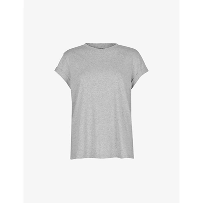 Shop Allsaints Womens Grey Marl Anna Crewneck Cotton T-shirt 2