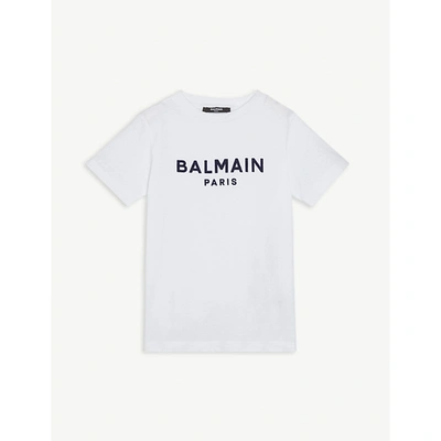 Shop Balmain Boys White Kids Logo-print Cotton T-shirt 4-16 Years 6 Years