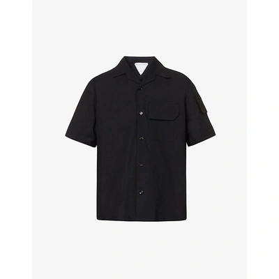 Shop Bottega Veneta Mens Black Short-sleeve Stretch-cotton Shirt 42
