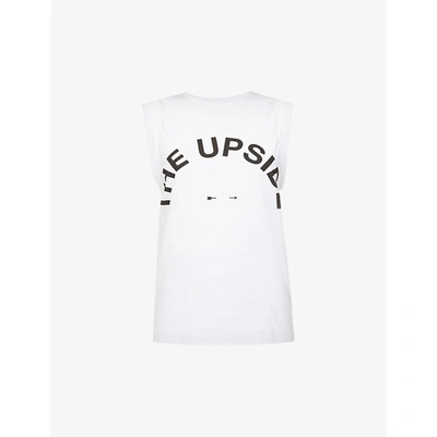 Shop The Upside Muscle Logo-print Cotton-jersey Vest In White