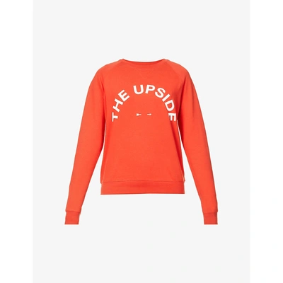 Shop The Upside Womens Red Bondi Crew Logo-print Cotton-jersey Sweatshirt S