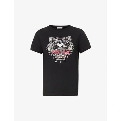 Shop Kenzo Classic Tiger-motif Cotton-jersey T-shirt In Black