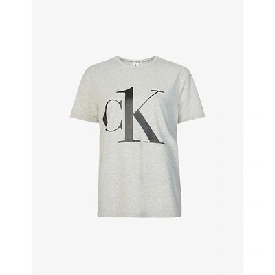 woede schouder Voel me slecht Calvin Klein Ck Logo-print Stretch Cotton-jersey T-shirt In Grey Heather  Black | ModeSens
