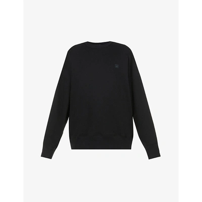 Shop Acne Studios Mens Black Fonbar Branded Cotton-jersey Sweatshirt L