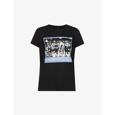 Shop Zadig & Voltaire Womens Noir Zoe Graphic-print Cotton-jersey T-shirt Xs