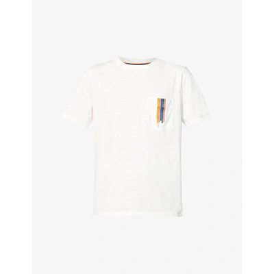Shop Paul Smith Mens White Brush Stroke Pocket Organic-cotton T-shirt Xl