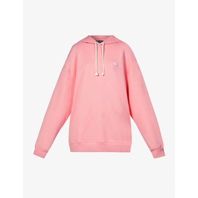Shop Acne Studios Farrin Face-patch Cotton-jersey Hoody In Blush Pink