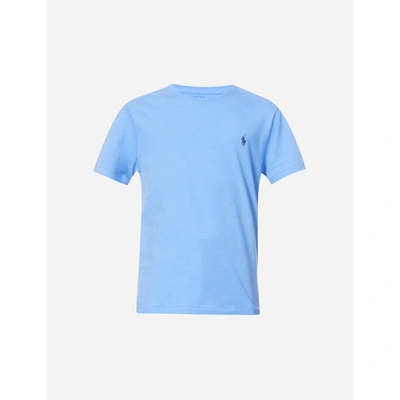 Shop Polo Ralph Lauren Logo-embroidered Cotton-jersey T-shirt In Harbor Island Blue