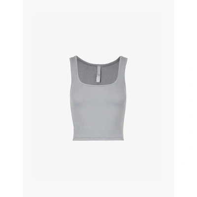 Shop Skims Ribbed Stretch-cotton Jersey Tank Top In Pacific