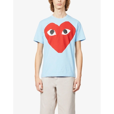 Shop Comme Des Garçons Play Comme Des Garcons Play Mens Blue Big Heart Cotton-jersey T-shirt