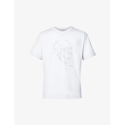Shop Alexander Mcqueen Mens White Mix Skull-print Stretch-cotton T-shirt M