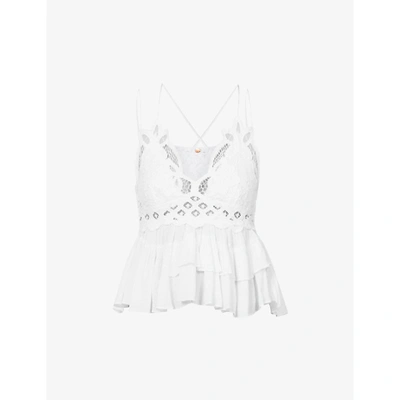 Shop Free People Womens White Adella Lace Woven Camisole Top S