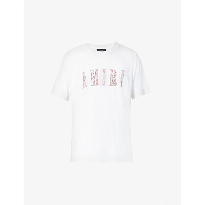 Shop Amiri Mens White Paisley Logo-print Cotton-jersey T-shirt Xl