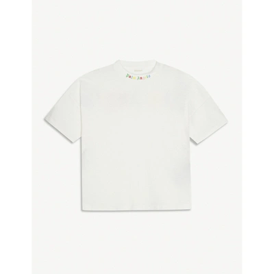 Shop Palm Angels Boys White Kids Logo-print Cotton T-shirt 4-10 Years 8 Years
