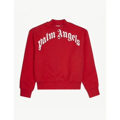 Shop Palm Angels Boys Red Kids Logo-print Long-sleeve Stretch-cotton Sweatshirt 4-10 Years 8 Years