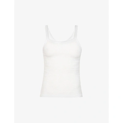 Shop Re/done Ribbed Cotton-jersey Tank Top In Optic White