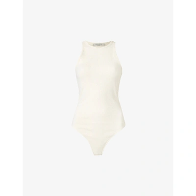 Shop Allsaints Womens Linnet White Jamie Short-sleeve Stretch-cotton Bodysuit 2
