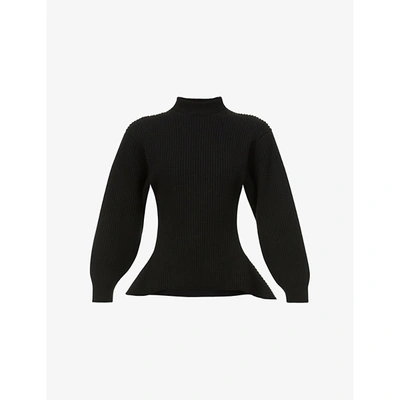 Shop Alaïa Womens Noir Funnel-neck Wool- And Cashmere-blend Jumper 14