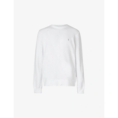 Shop Allsaints Mens Optic White Raven Cotton-fleece Sweatshirt Xxl