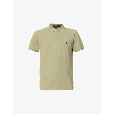 Shop Polo Ralph Lauren Mens Sage Green Logo-embroidered Slim-fit Cotton Polo Shirt M