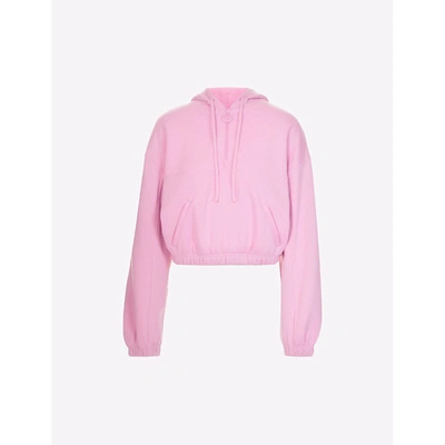 Shop Alo Yoga Womens Parisian Pink Stadium Half-zip Cotton-blend Jersey Hoody S
