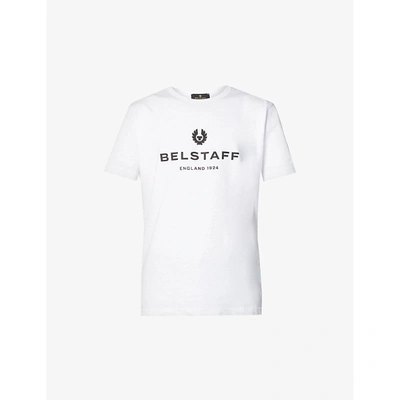 Shop Belstaff 1924 Heritage Logo-print Cotton-jersey T-shirt In White Black